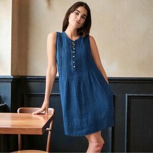 Faherty Blue Button-Front Midi Dress - comfort plus style